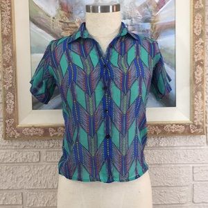 🌹What’s Hot Sheer Print Fringe Back Design Top